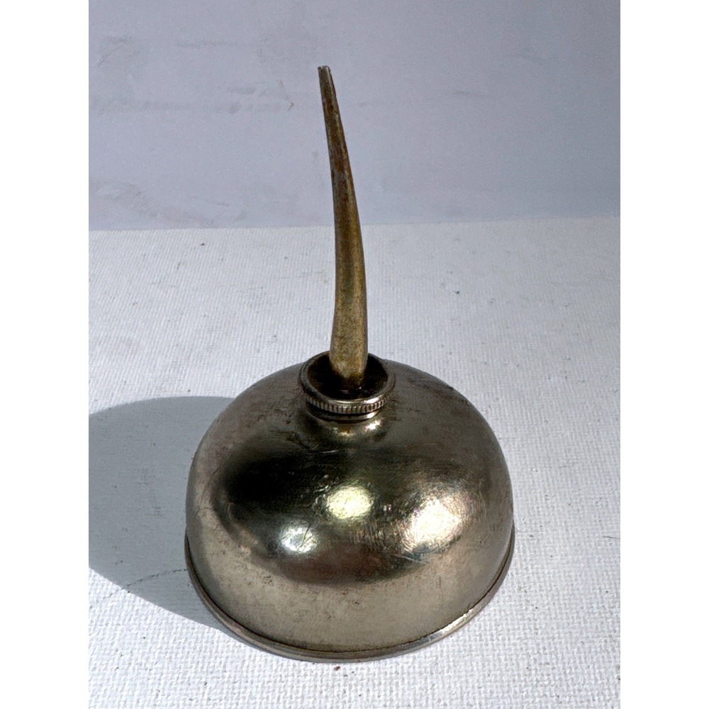 Vintage Metal Oil Can Oiler Long Tapered Spout Industrial Garage Tool